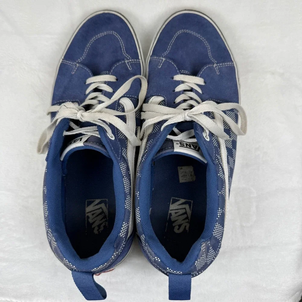 Vans Filmore Navy Blue Dotted Checkerboard Suede Canvas‎ Skate Shoes Low Top 13